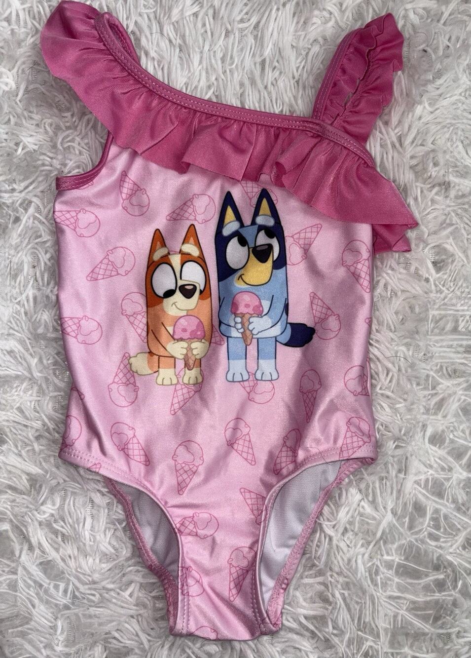Bluey Girls 18 Mo. Pink Design One Pc. Swimsuit. Exc. Condition. Adorable